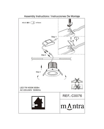 ***OFER/DES***  FORMENTERA * EMPOTRABLE LED COB (Basculante) 7W - 4000K